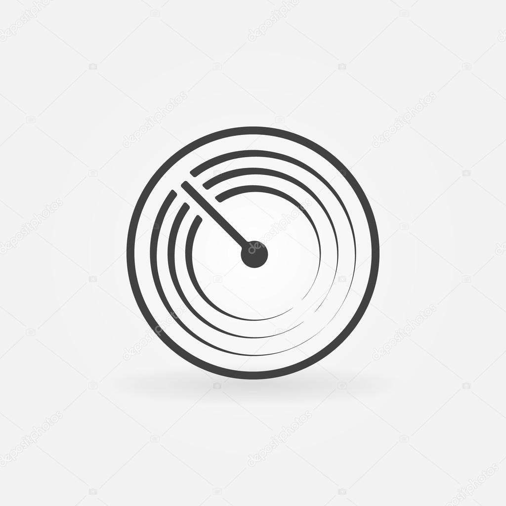 Radar vector simple icon - black sonar symbol or logo