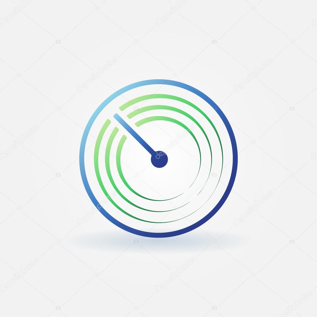 Radar vector simple icon - bright sonar sign or logo