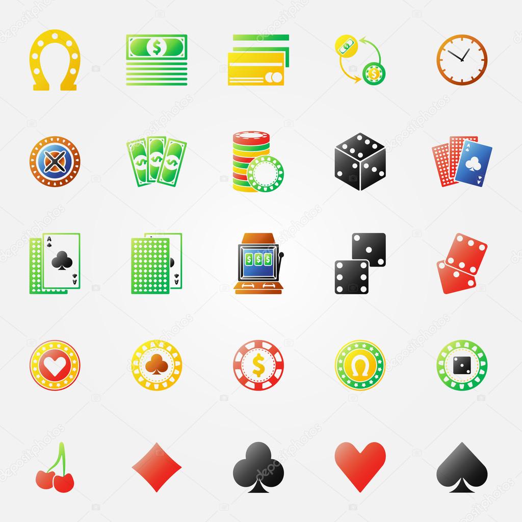 Casino icons or logos - vector gambling symbols set