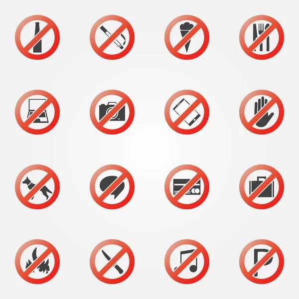 Conjunto de iconos prohibidos o de restricción — Archivo Imágenes Vectoriales