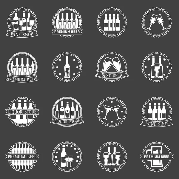 Set vectorial de etiquetas de cerveza y vino — Vector de stock