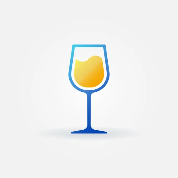 Vidro azul de vetor de vinho branco ícone — Vetor de Stock