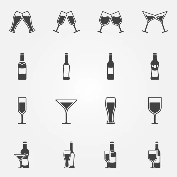 Boire des icônes vectorielles alcool — Image vectorielle