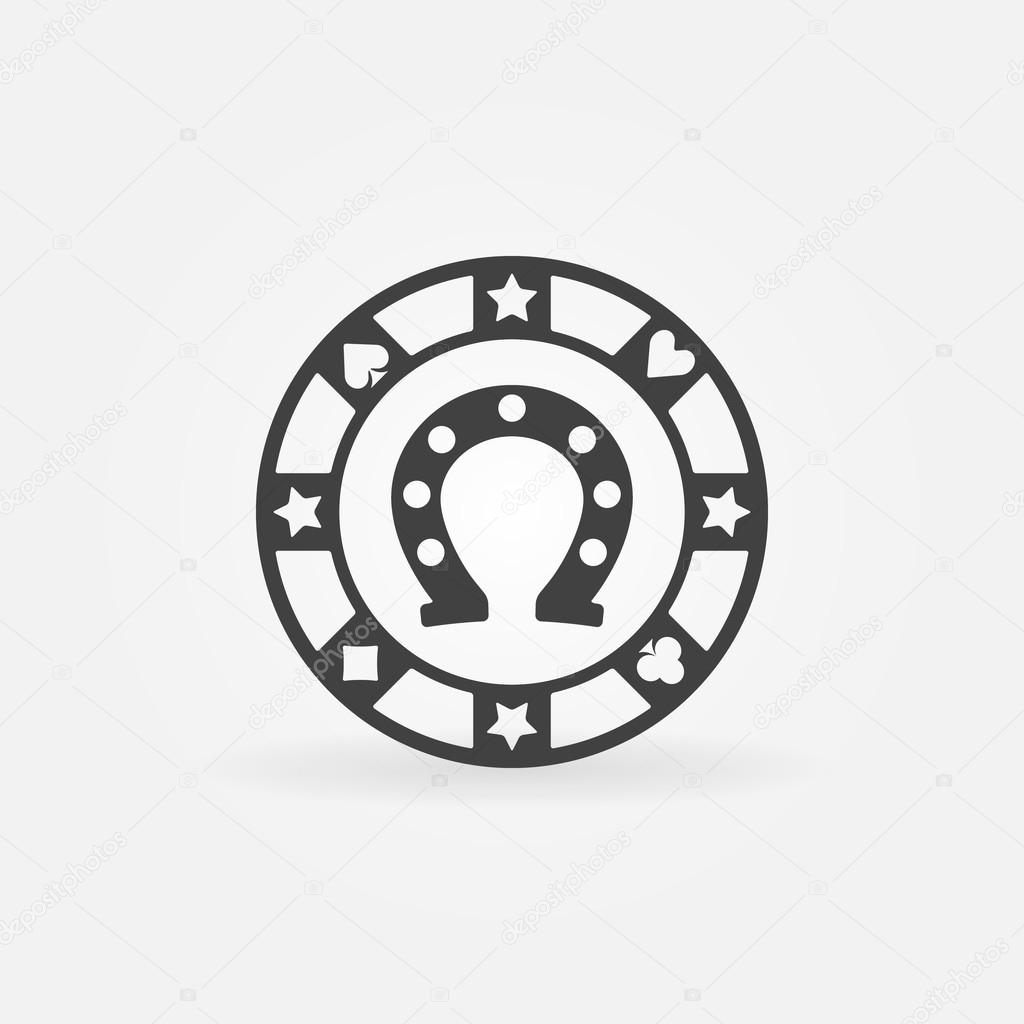 Casino or poker chip vector icon with horseshoe inside