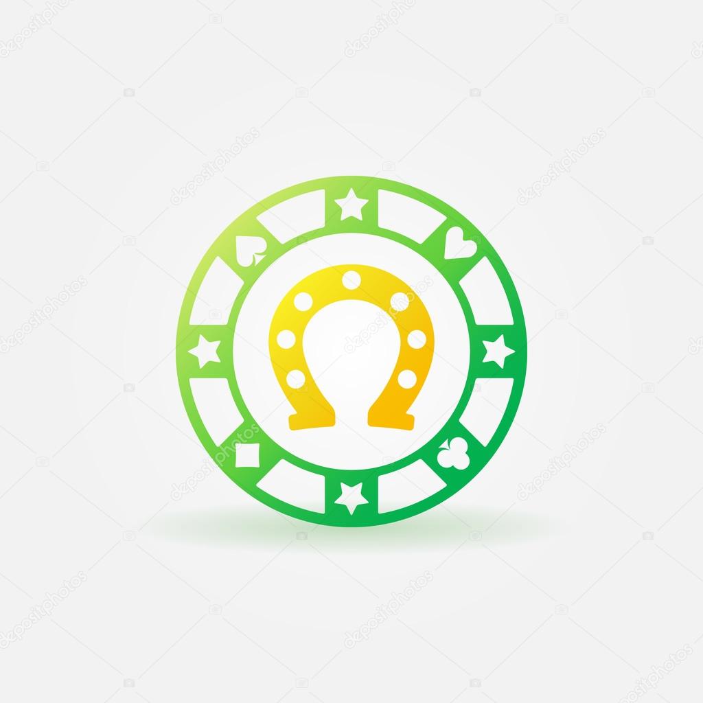 Poker chip vector icon with gold horseshoe inside