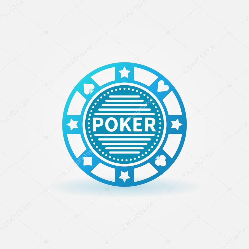 Blue poker chip vector icon or logo