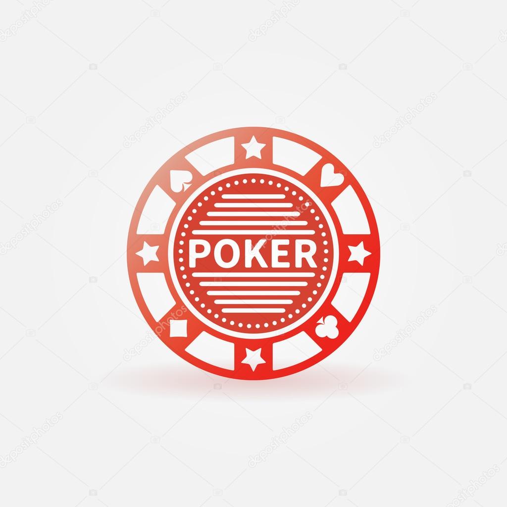 Red poker chip vector icon or logo