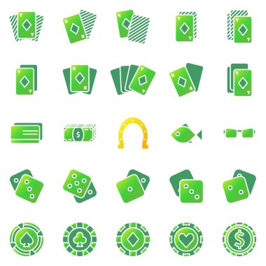 Poker veya casino Icons set