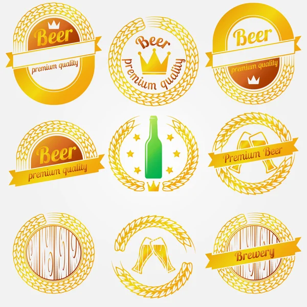 啤酒标志和标签 — 图库矢量图片