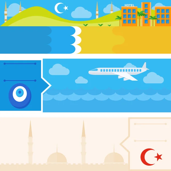 Set banner datar horisontal Turki - Stok Vektor