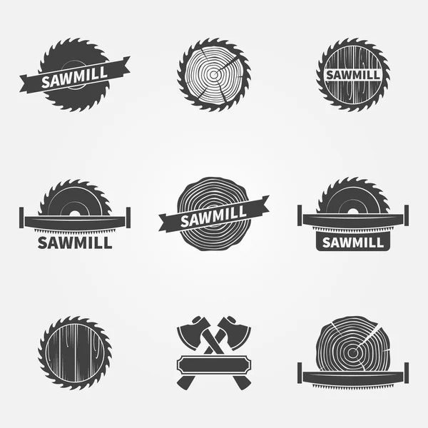 Sawmill logo or label — 스톡 벡터