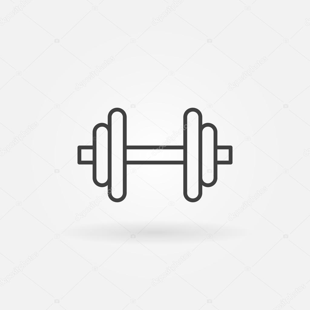 Dumbbell logo - vector minimal sports symbol or icon in thin line style
