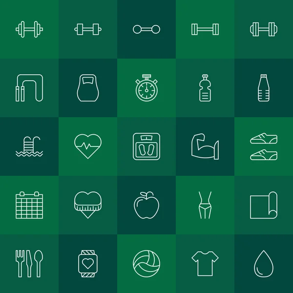 Conjunto de iconos de fitness y salud — Vector de stock