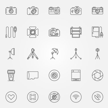 Photography icons set clipart