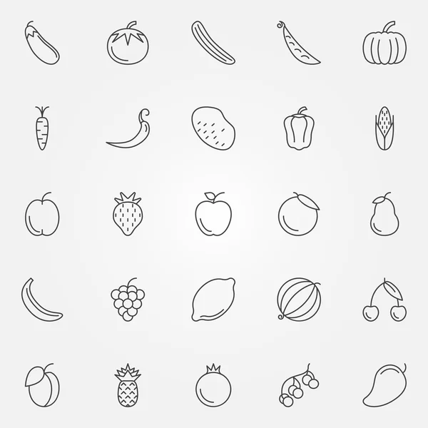 Iconos de frutas y verduras — Archivo Imágenes Vectoriales