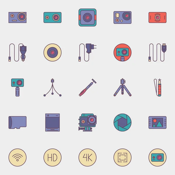 Iconos de cámara de acción — Vector de stock