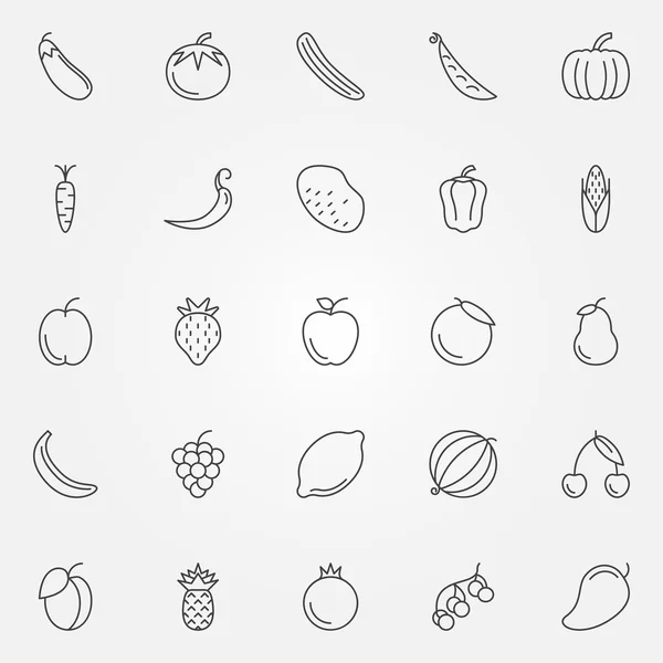 Iconos de frutas y verduras Vectores de stock libres de derechos