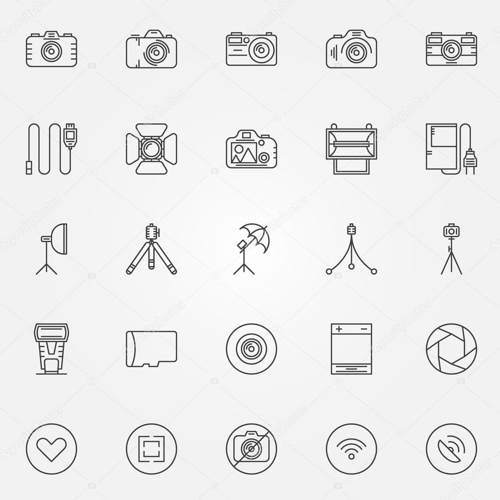 Photography icons set