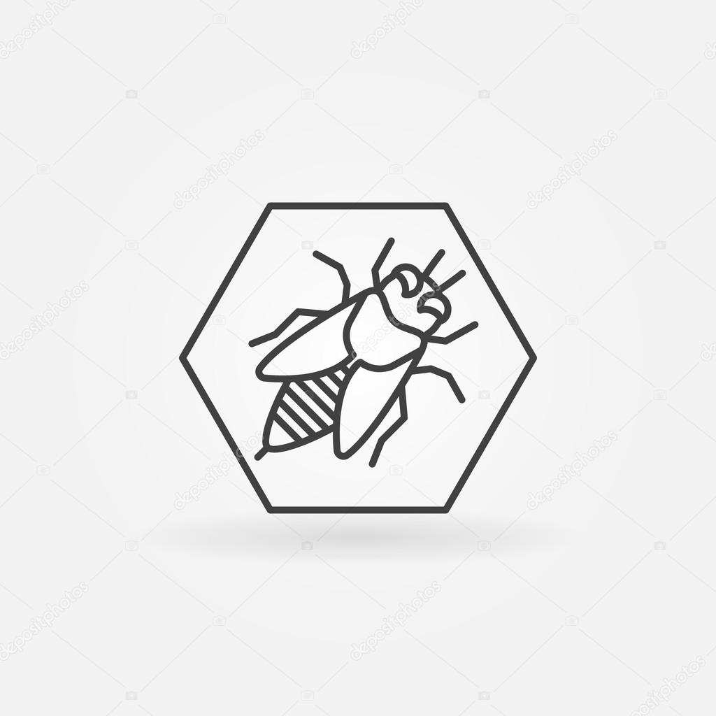 Bee in hexagon logo or icon - vector simple symbol