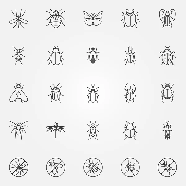 Conjunto de iconos de insectos — Vector de stock