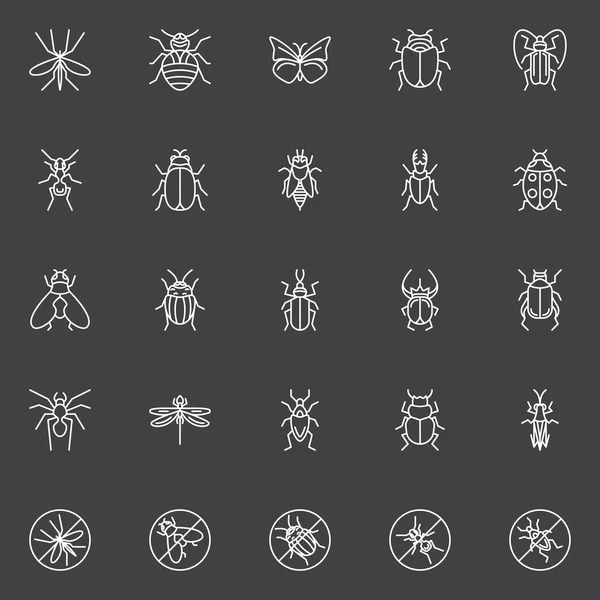 Conjunto de iconos de insectos — Vector de stock