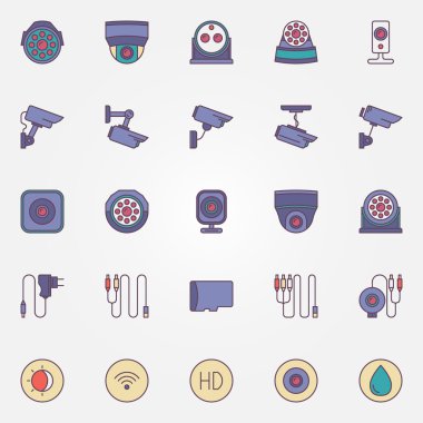 Gözetim kameraları Icon set