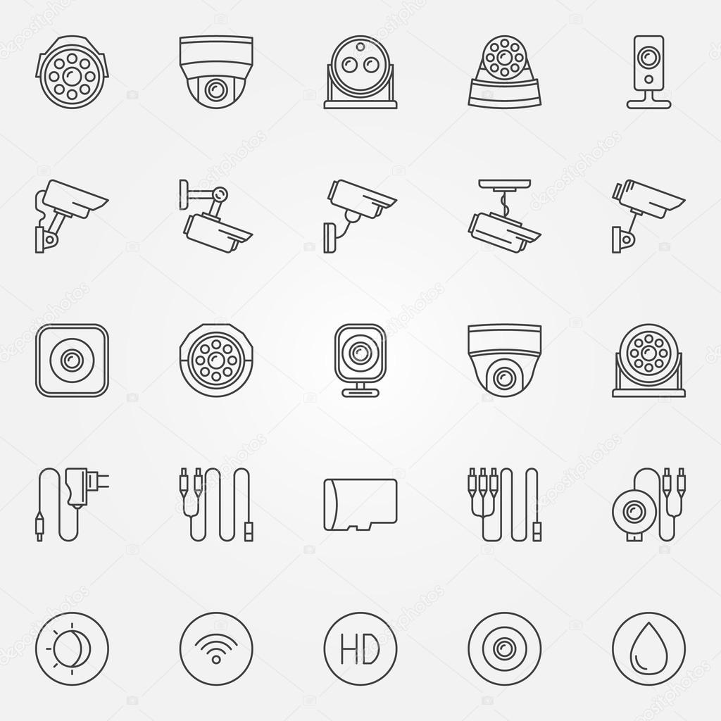 Home security cameras icons Stock Vector by ©sn3g 80100886