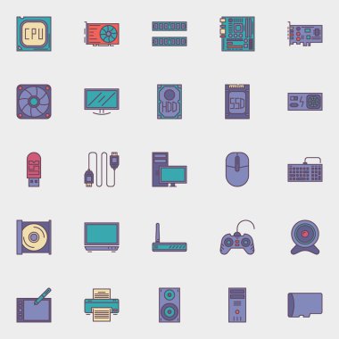 bilgisayar donanım Icons set
