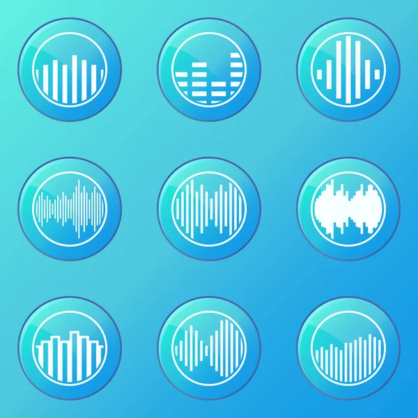 Soundwave blue icons — Stock Vector