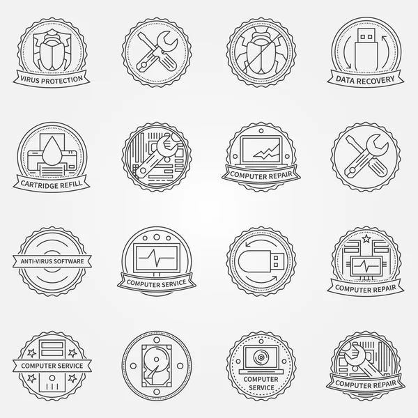 Insignias de servicio informático — Vector de stock