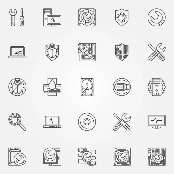 Iconos de servicio informático Vectores de stock libres de derechos