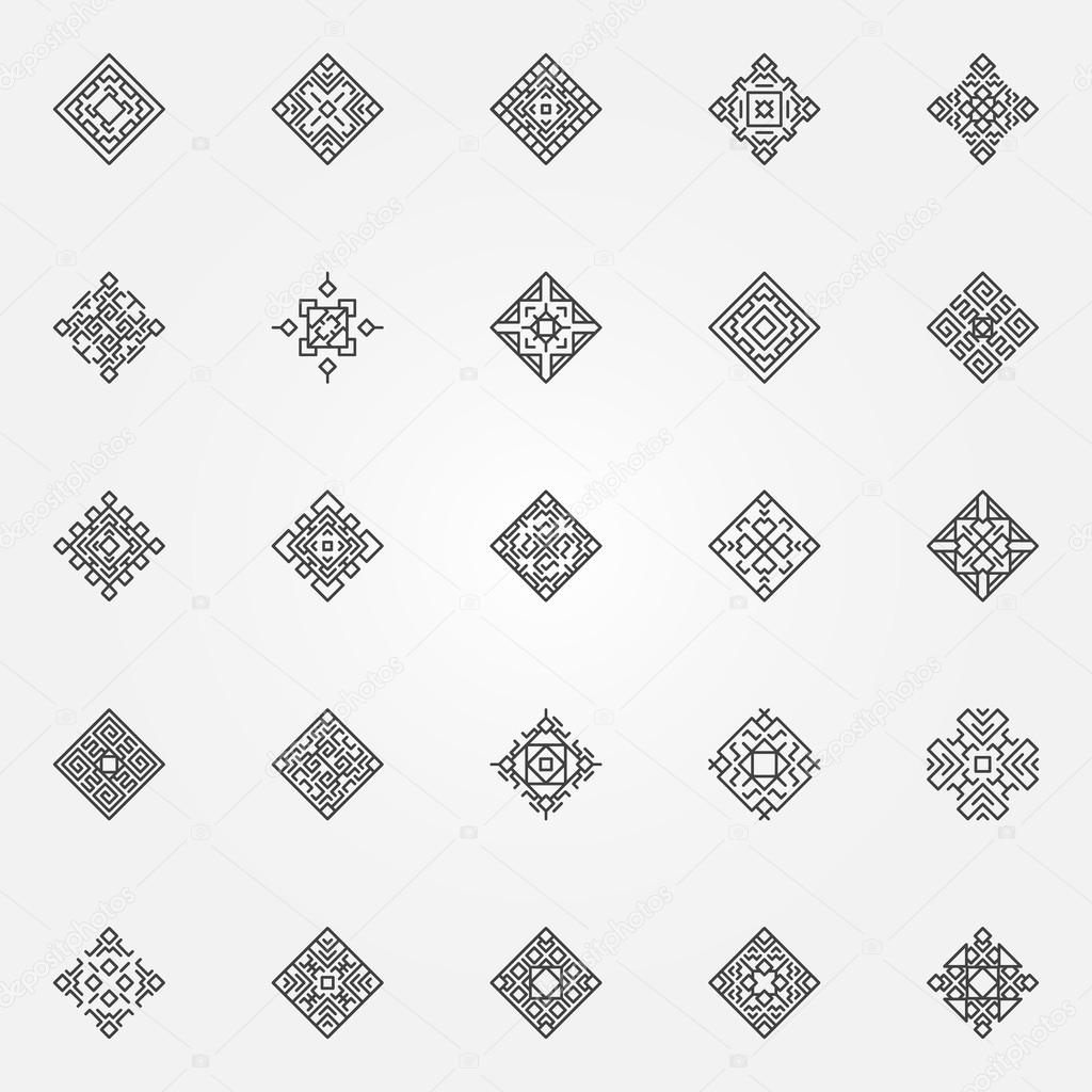 Ethnic geometric icons set