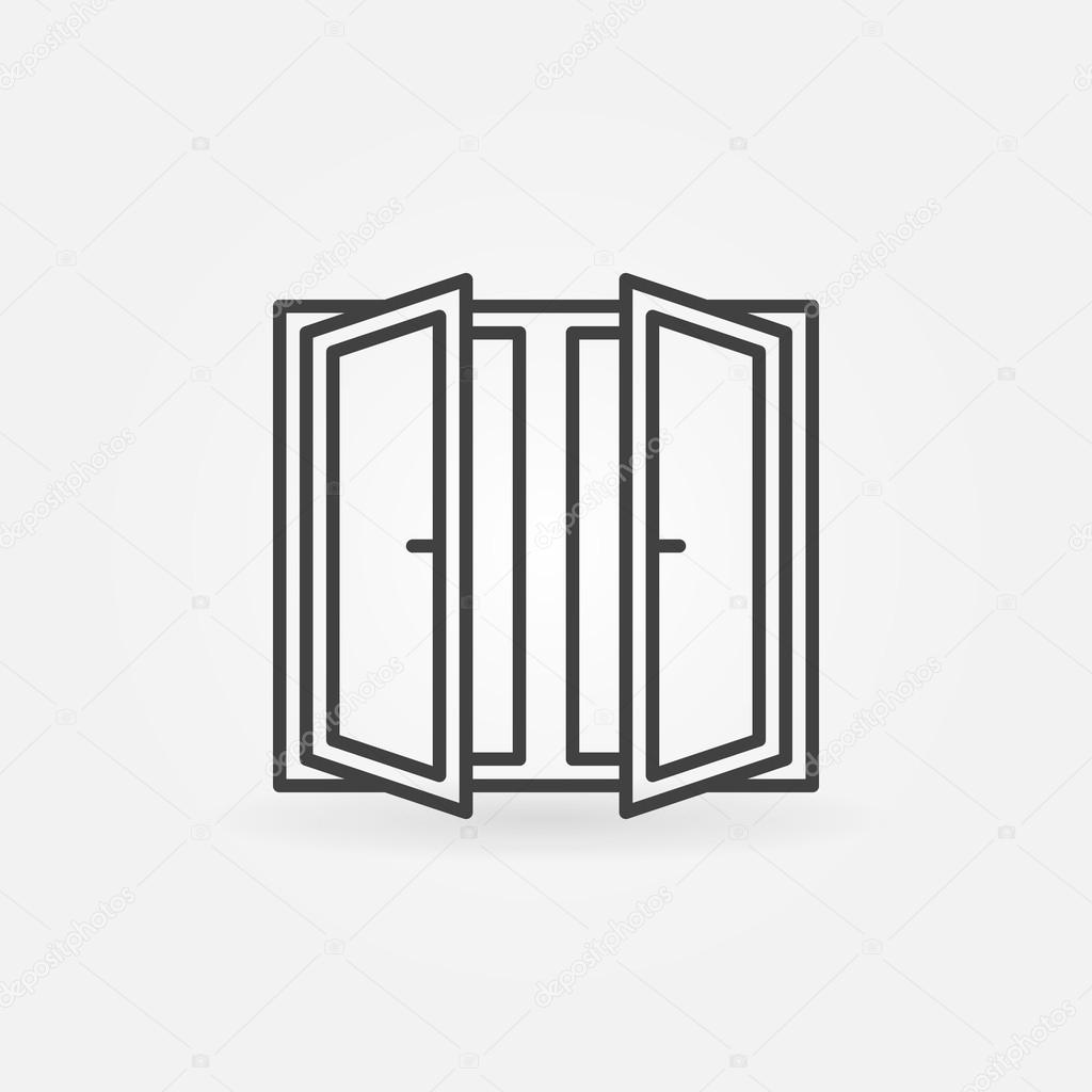 Window logo or icon - vector dark linear symbol