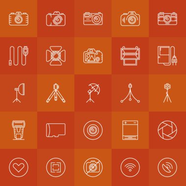 Fotoğraf doğrusal Icons set
