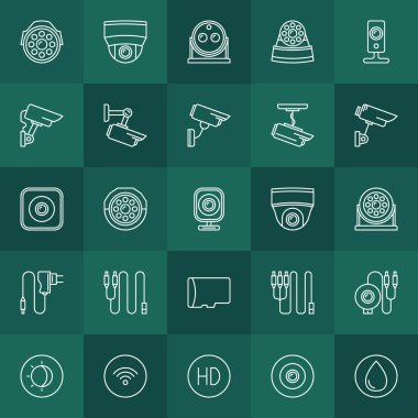Security cameras icons set clipart