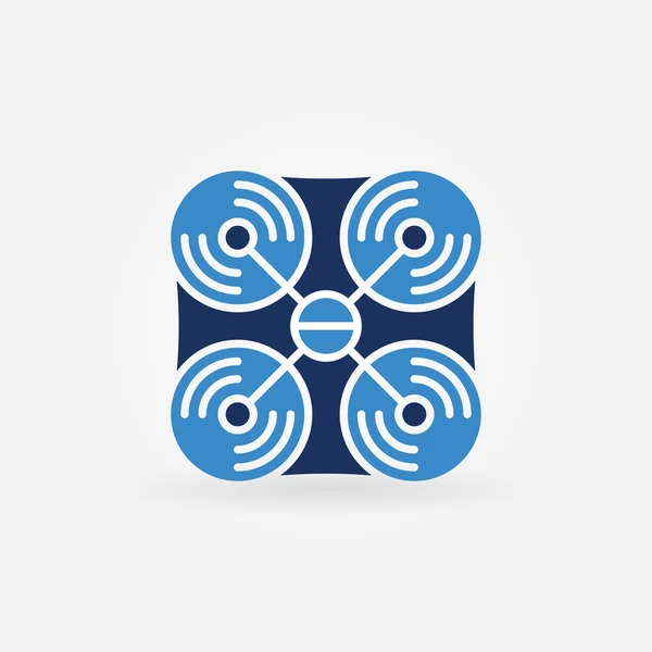 Drone icono azul — Vector de stock