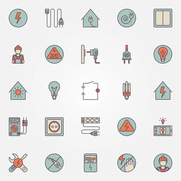 Electricity colorful icons — Stock Vector