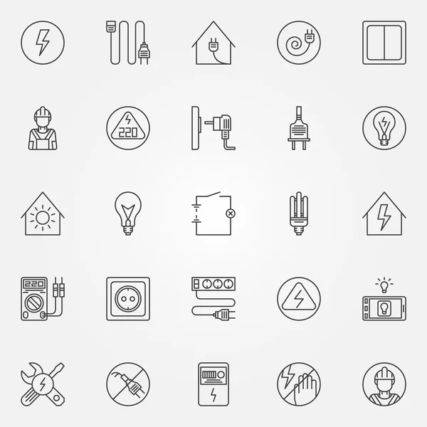 Conjunto de iconos de electricidad — Vector de stock