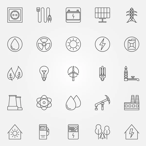 Iconos de energía y energía — Archivo Imágenes Vectoriales