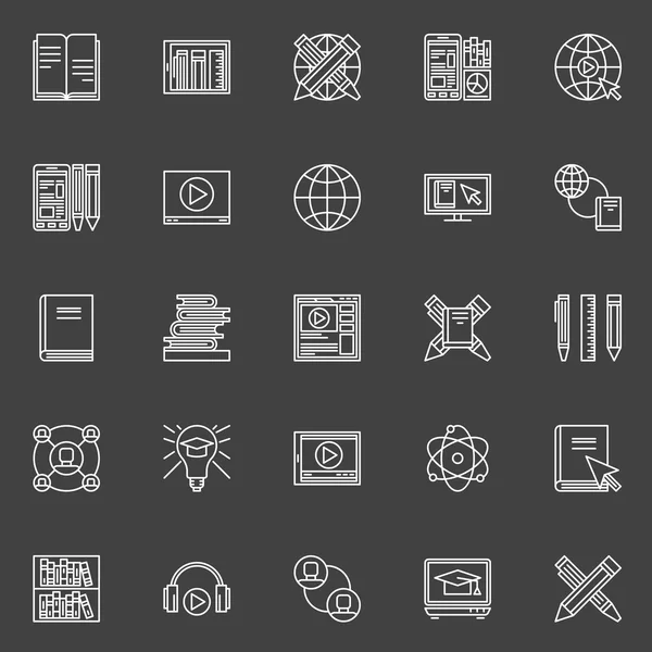 Internet onderwijs icons set — Stockvector