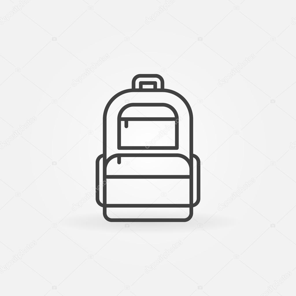 Backpack icon or logo - vector thin line dark bag symbol