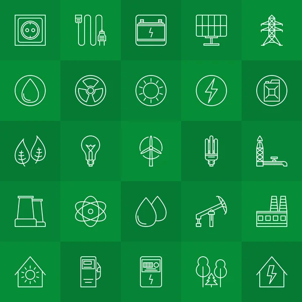 Iconos lineales de energía y potencia — Vector de stock