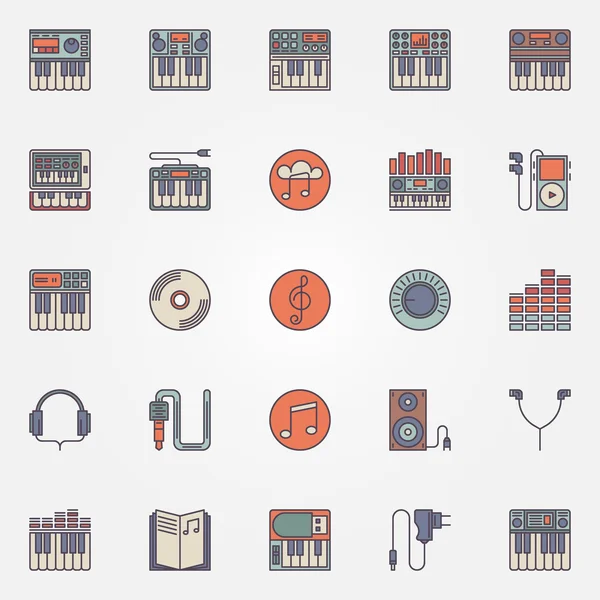 Kleurrijke synthesizer pictogrammen — Stockvector