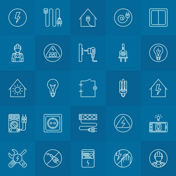 Electricity linear icons set — Stock Vector