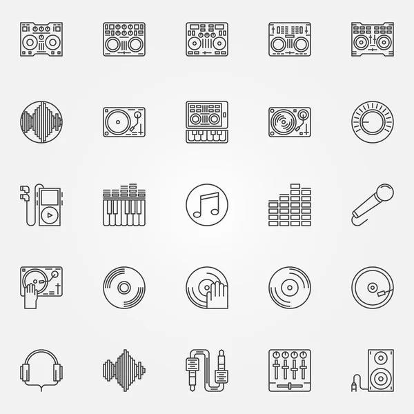 DJ linear icons set — Stock Vector