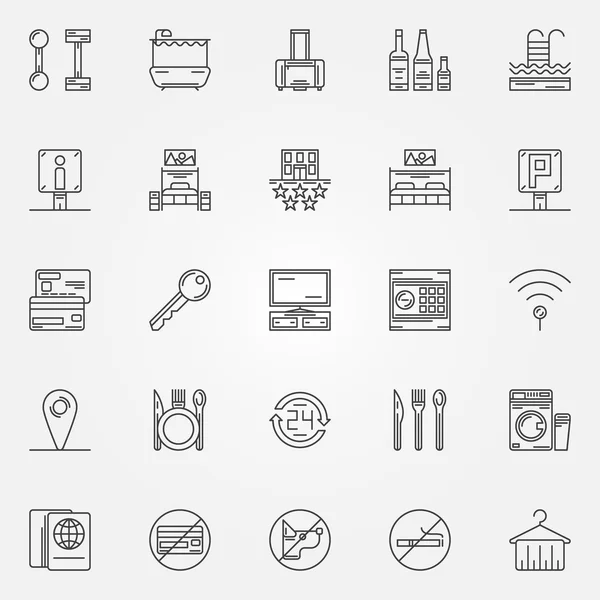 Iconos lineales del hotel — Vector de stock