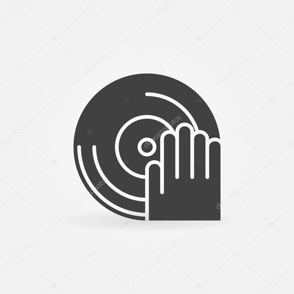 DJ icon or logo - Dj plays on a vinyl vector black simple symbol
