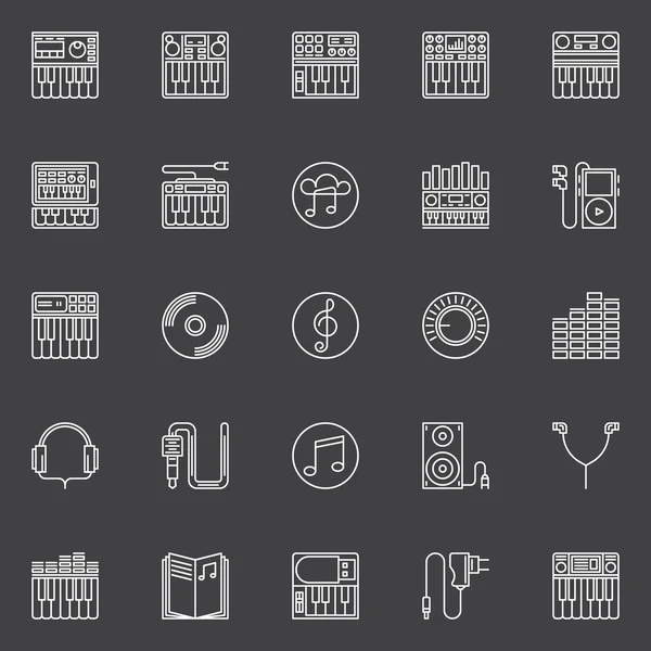 Synthesizer Icons set — Stok Vektör