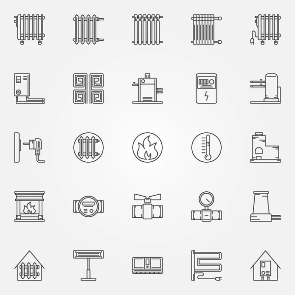 Home heating icons set — Stock Vector