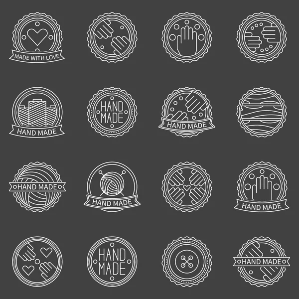 Hand made outline badges — Stock Vector